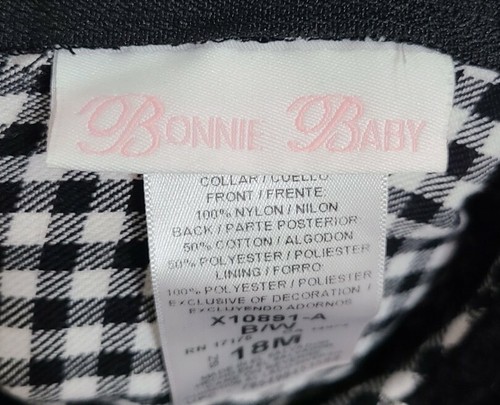 Bonnie Baby Girls Short Sleeve Swing Dress Black/White Gingham Plaid Sz 18M - Picture 9 of 10