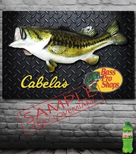 NEW For Bass Pro Shops Cabelas Fans Art Poster Banner Hunting Fishing Hunt Bass