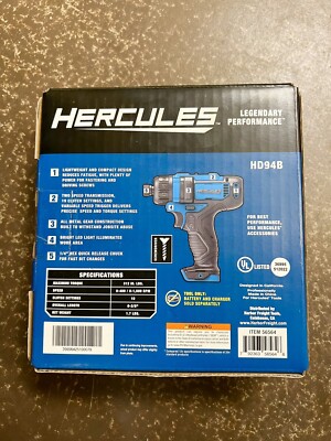 Hercules HD94B 12v Cordless 1/4 In. Hex Compact Screwdriver (56564