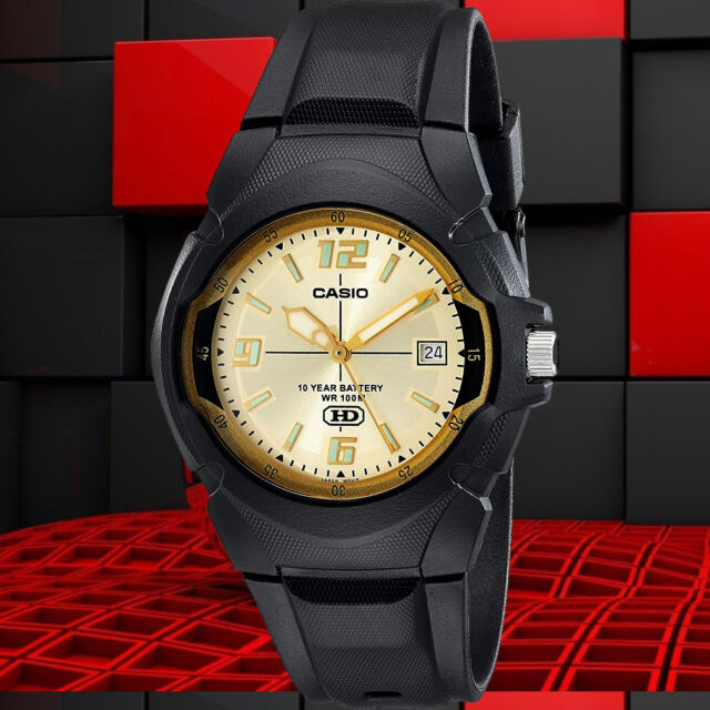 Casio MW600F-9AV Gold Analog Watch 10 Year Battery 100M WR Neo Date