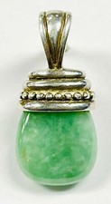 Sterling Silver 925 JADE Stone Cabochon Pendant Signed "JUDITH RIPKA" 925/1000