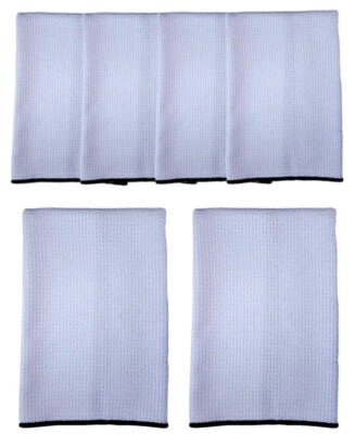 6 Piece Sublimation Blanks Poly Black Trim Waffle Weave Towels 16 x 24 wafblk-6