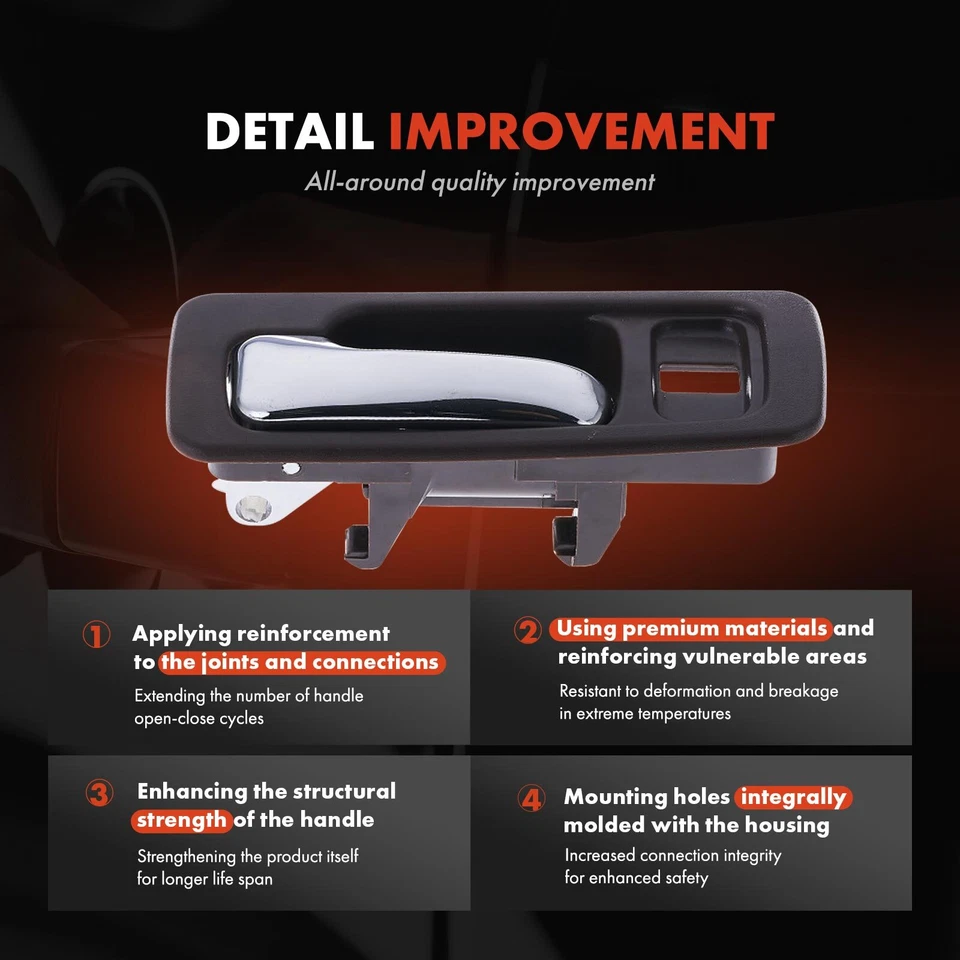 Manija de puerta interior cromada y marrón del conductor delantero para Honda Accord 1990 1991-1993 Foto 3 de 4