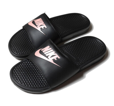 Nike Benassi JDI Women's Slides Sandals Size 12 Black Rose Gold 343881 007