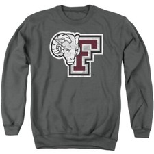 Fordham University Adult Crewneck Sweatshirt Distressed Primary, Charcoal, S-3XL
