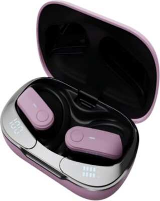Wireless Sport Earbuds Noise Cancellation, HiFi Stereo, LED Display - PINK