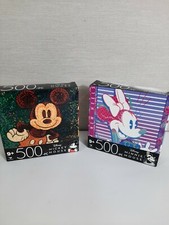 Disney Mickey Mouse  Minnie Mouse 500 Piece Jigsaw Puzzles Lot 2 Cardinal New