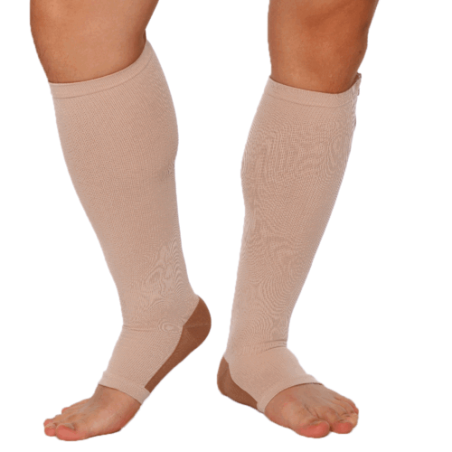 Copper Open Toe Compression Socks Zipper Leg Calf Ankle Support Men Women Foot - Picture 13 of 20