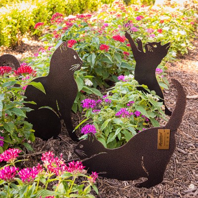 RealSteel Garden Art - Cats 3 Pack | Metal Cat Yard Decor for Outdoor & Lawn