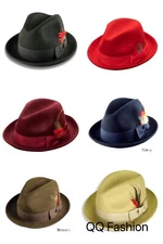  Men's 100%Wool Fedora Trilby Hat Size  S M L XL Style LH-6  LH-3