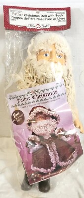 Vintage Fibre Craft Father Christmas Doll With Book 14'' Crochet Project-3199 NOS