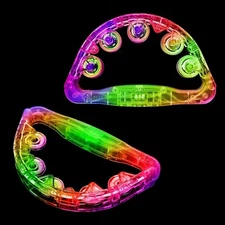 LED Tambourine, Light up Musical Flashing Tambourine (2 PCS) 2 PCS