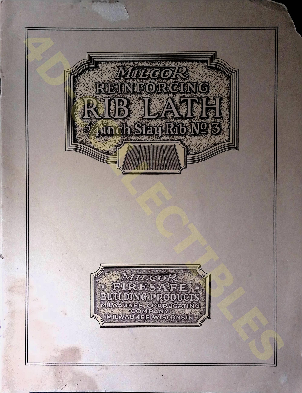  Vintage Milcor Rib Lath Metal Reinforcement Building Produc
