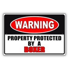 Property Protected By A Boxer, Warning Decor, Beware of Dog Aluminum Metal Sign