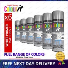 6x All Purpose White primer Spray Paint for wood, metal, plastic, Glass 400ml