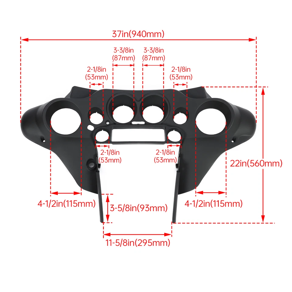 For Harley Touring Street Electra Glide 96-13 Inner Fairing Black Front Batwing Foto 3 de 4