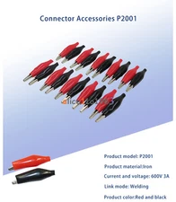 20pcs Black Red Soft Plastic Coated Testing Probe Aligator Clips Crocodile P2001
