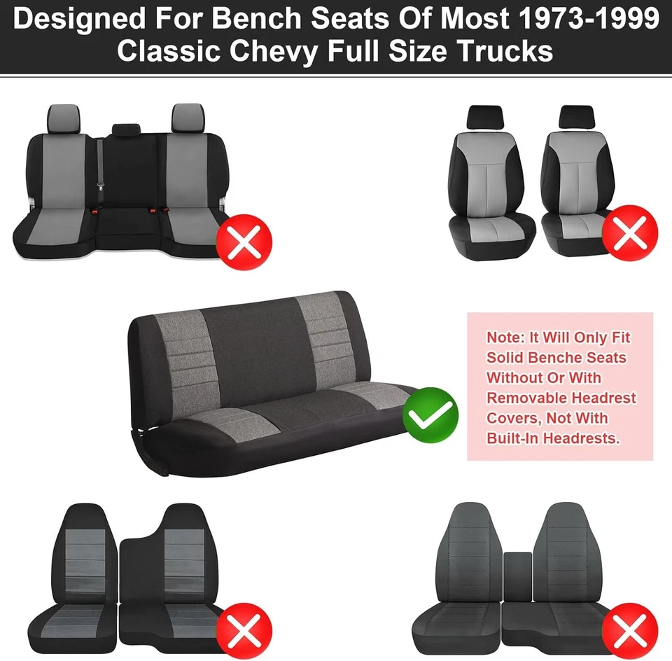 Custom-Fit Bench Seat Covers Replace for Chevy 1973-1999 C/K Series Full Size. - Image 2 of 4