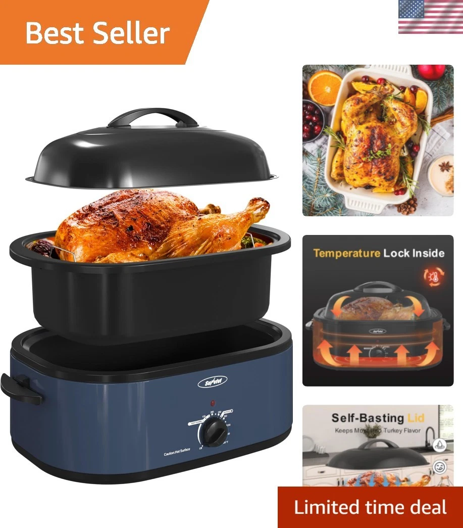 Roaster Oven, Electric Roaster Oven with Self-Basting Lid, 24lb 20-Quart Turk...