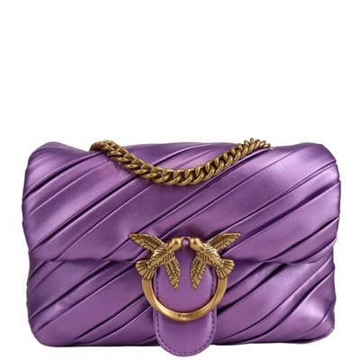Pinko Damen Tasche Umhängetasche Lila Leder Ledertasche Crossbody Bag Klein