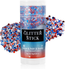 Face Hair Glitter, Red White and Blue Glitter Stick, 0.56Oz
