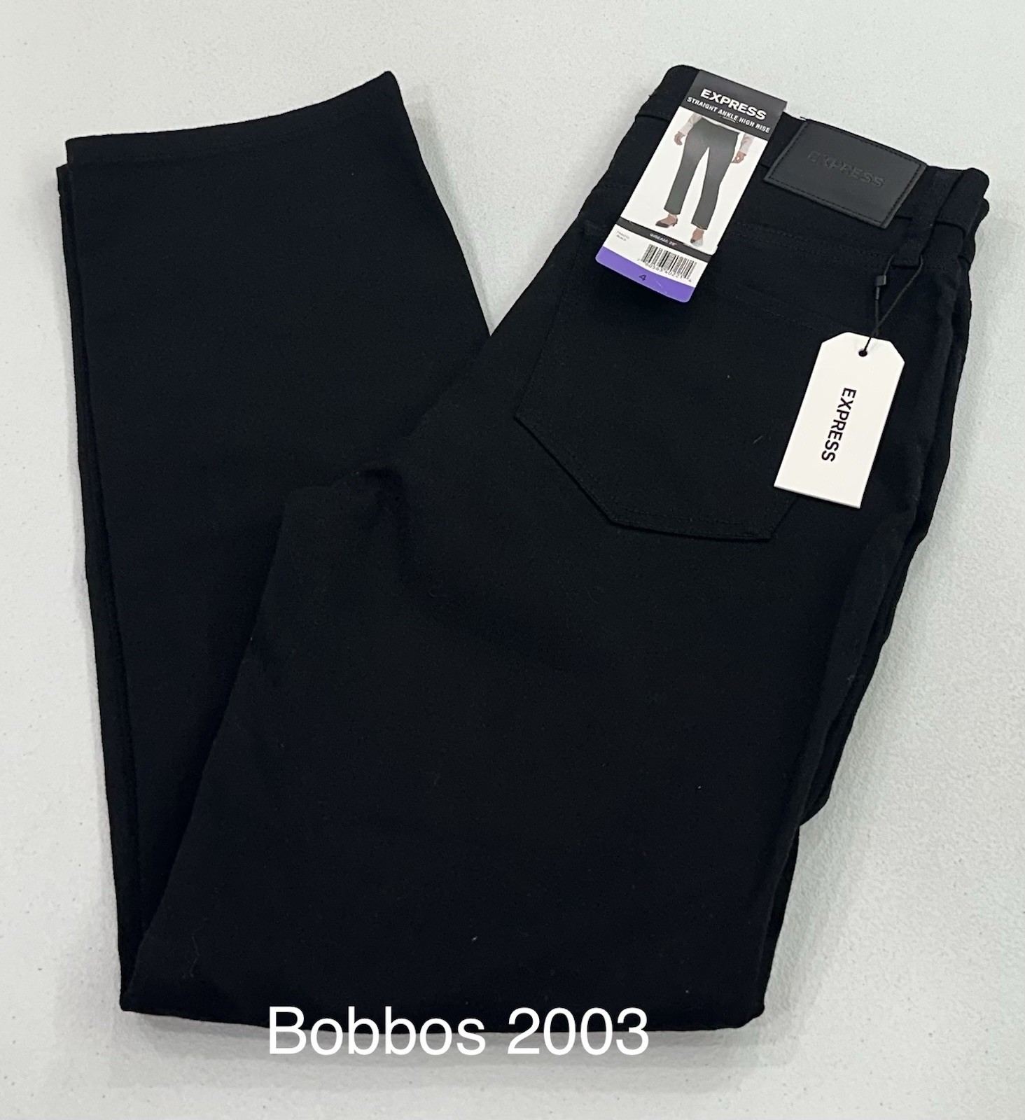 Express Women's Straight Ankle High Rise Jeans Pants, Black, Size 4