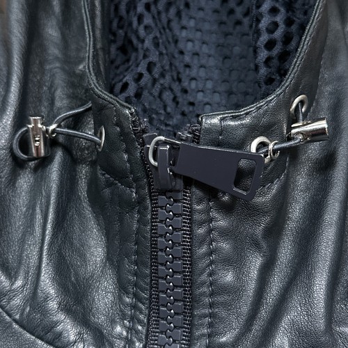 Emporio Armani Sheep Leather Mesh Lined Hooded Navy Jacket Mens Medium - Picture 9 of 14