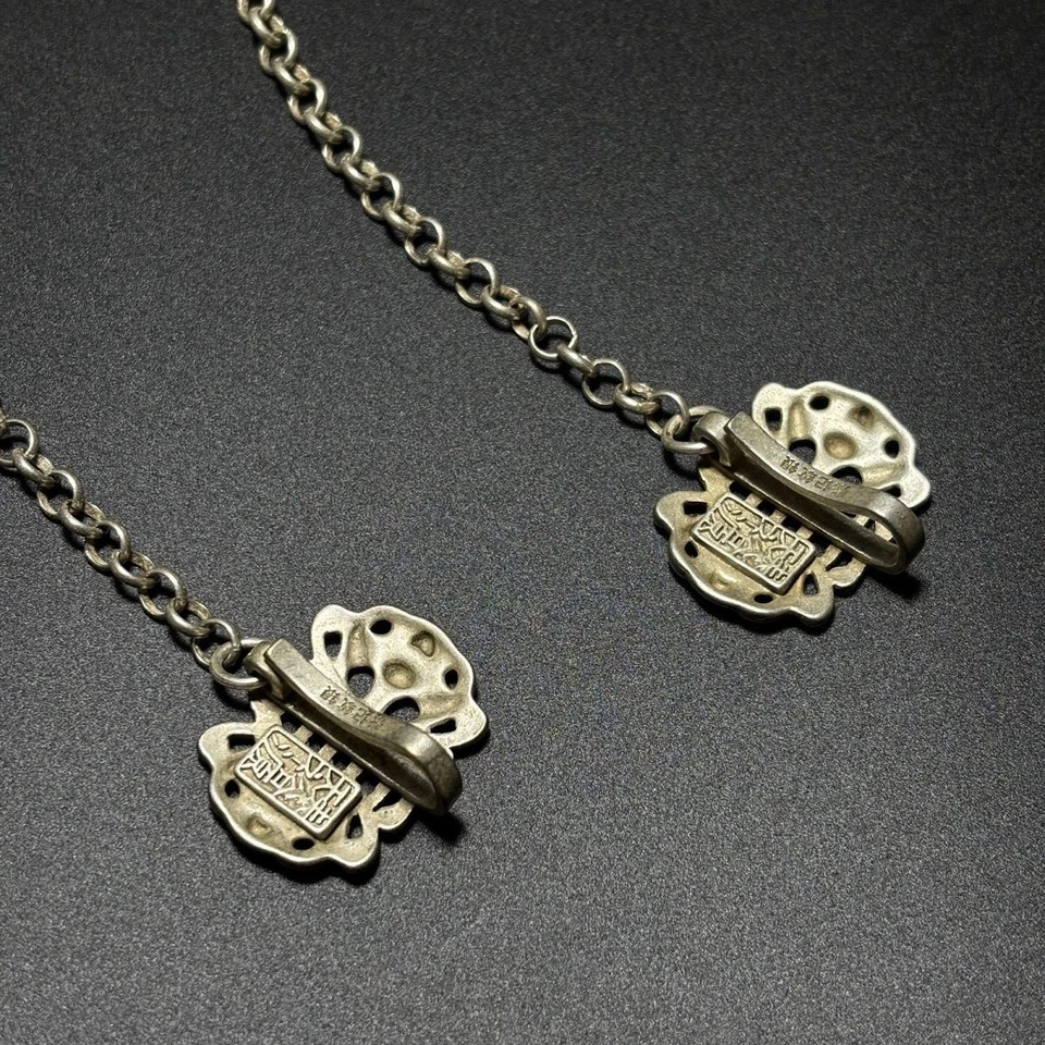 Ethnic Miao Silver Antique Style Necklace Vintage Copper Chain Pendant Handmade - Imagem 3 de 4