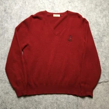 Dunvegan Cashmere V Neck Sweater Mens Large Red Made in Scotland Hawaiian Open