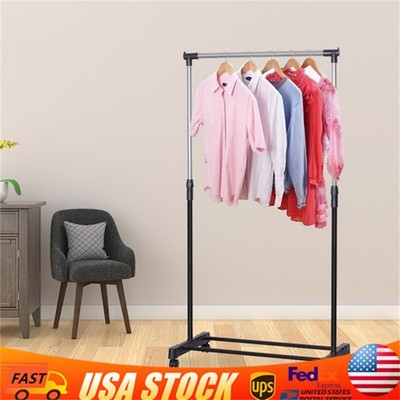 Floor Standing Clothes Storage Shelf Drying Hanging Rack Coat Hanger Retractable