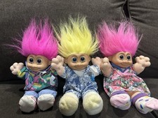 Set Of 3 Vintage Russ Berrie 10 In Troll Dolls
