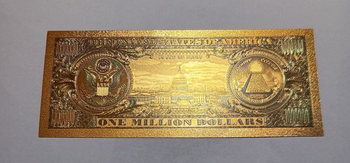 Statue of Liberty - Novelty $1,000,000 USA Gold Colored Banknote - by AAC - UNC - Picture 2 of 2