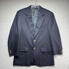 VTG Botany 500 Jacket 100 Virgin Wool Blazer Suit Coat Navy Blue Gold Button