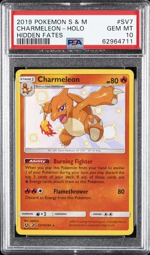 2019 POKEMON SUN & MOON HIDDEN FATES #SV7 CHARMELEON-HOLO PSA 10