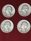 Lot of 4  -  1949 D/P  WASHINGTON Quarters  -  90% Silver