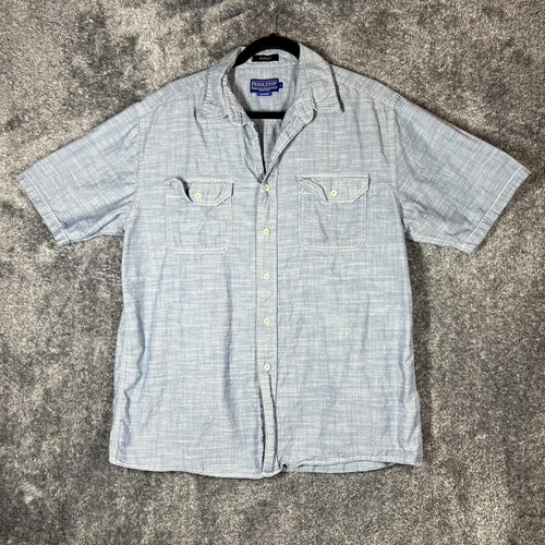 Pendleton Shirt Mens Large Blue Warren Short Sleeve Button Up Casual Cotton - Picture 1 of 7