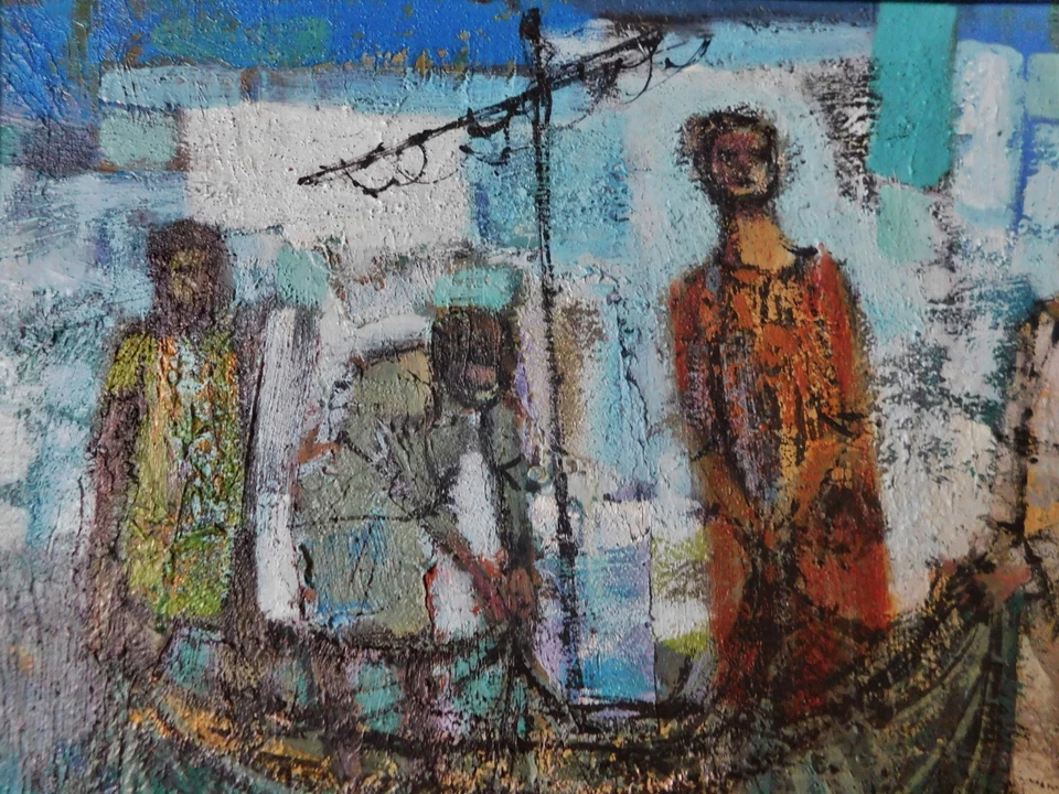 1961 Robert Cariola Cubist Expressionist Oil Painting JESUS IN GALILEE 28 x 24 - Image 4 of 4