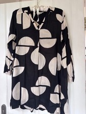 Masai xs monochrome black white ivory long blouse shirt dress scandi
