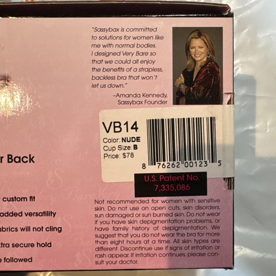 Бюстгальтер-трансформер Sassybax размер B очень голый без спинки без бретелек на косточках VB14 - Изображение 2 из 4