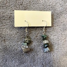 Handmade Green Crystal Chip Earrings