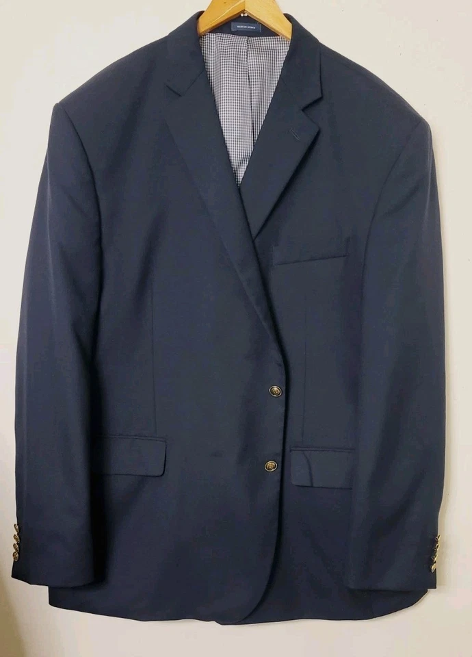 Blazer Saddlebred Para Hombre 54 Largo Azul Marino Lana Traje Chaqueta Lúpulo Botones Dorados Foto 2 de 4