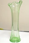 Vintage Northwood Thin Rib Emerald Green Depression Uranium Glass Vase 10.25"