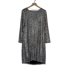 NEW Michael Kors Dress Women's Size 0X Black Silver Metallic Animal Print Shift