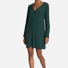 Women Madewell  Button Front Long Sleeve Novel Mini Dress Spruce Green Sz Medium