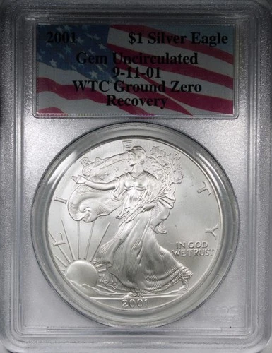 2001 World Trade Center American Silver Eagle PCGS Gem BU WTC Recovery