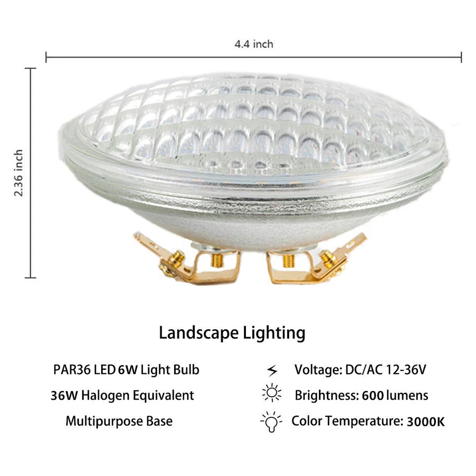 PAR36 LED Landscape Lighting 6W 600LM(Eq to 36Watt Halogen) 12V-36V Warm Whit... - Image 2 of 4