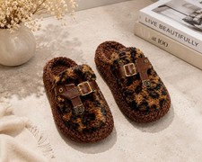 Cheetah Print Slippers Women Shoes Leopard Print Slides Size 7.5