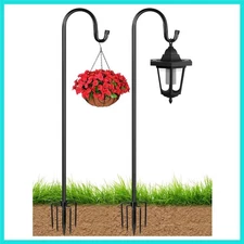 Bird Feeder Pole for Outdoor, 2-Pack 45 Inch Heavy Duty Garden Pole for Hangi...