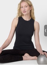 BNWT Sweaty Betty Mindful Flex Ribbed Tank Vest Black Graphite Small RRP 40