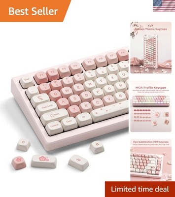 Cute Pink Keycaps - PBT MOA Profile 142 Keys for Unique Mechanical Keyboards